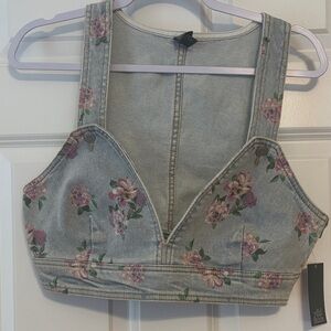 Wild Fable Floral Denim Crop Top